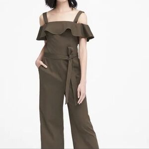 Banana Republic Brown Jumpsuit with Ruffled Cap Sleeves